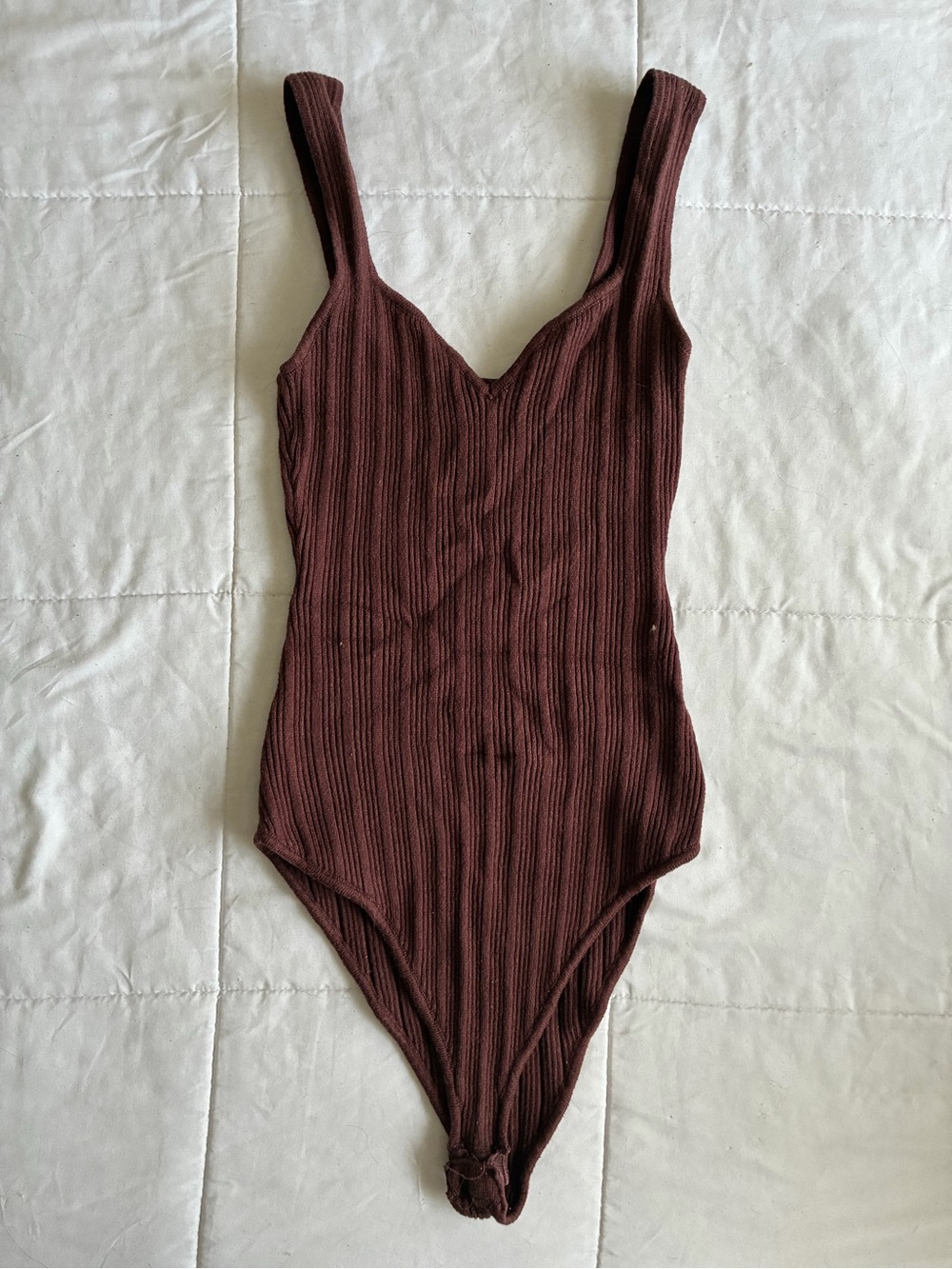 Forever 21 Ribbed Brown Tank-Style One-Piece Bodysuit